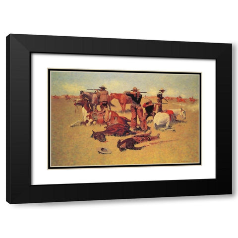 The Intruders Black Modern Wood Framed Art Print with Double Matting by Remington, Frederic