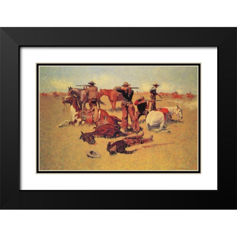 The Intruders Black Modern Wood Framed Art Print with Double Matting by Remington, Frederic