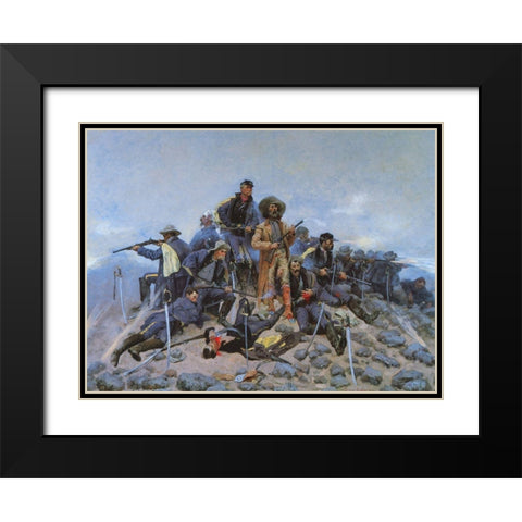 The Last Stand Black Modern Wood Framed Art Print with Double Matting by Remington, Frederic