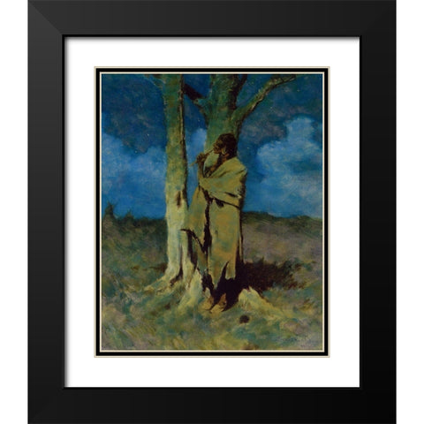 The Love Call Black Modern Wood Framed Art Print with Double Matting by Remington, Frederic