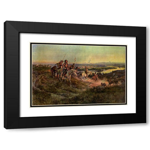 Salute of the Robe Trade Black Modern Wood Framed Art Print with Double Matting by Russell, Charles Marion