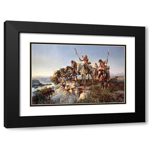 Fireboat Black Modern Wood Framed Art Print with Double Matting by Russell, Charles Marion