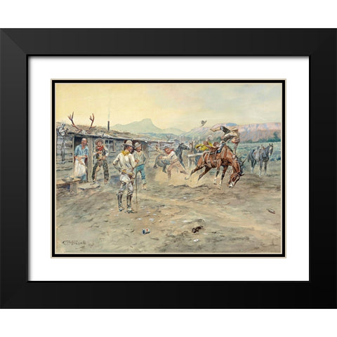 The Tenderfoot-1900 Black Modern Wood Framed Art Print with Double Matting by Russell, Charles Marion