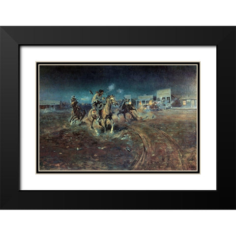 When Guns Speak Black Modern Wood Framed Art Print with Double Matting by Russell, Charles Marion