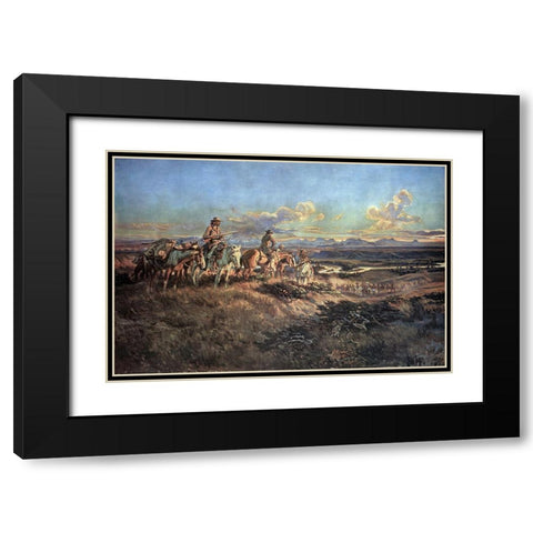 When Guns Were Their Passports Black Modern Wood Framed Art Print with Double Matting by Russell, Charles Marion