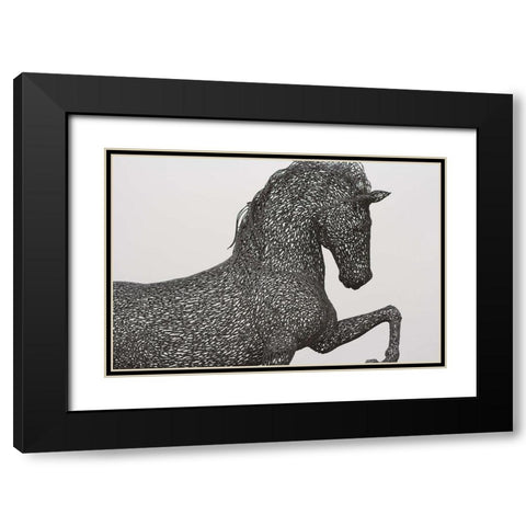 Horse wrought iron statue Black Modern Wood Framed Art Print with Double Matting by The Yellowstone Collection