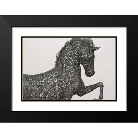 Horse wrought iron statue Black Modern Wood Framed Art Print with Double Matting by The Yellowstone Collection