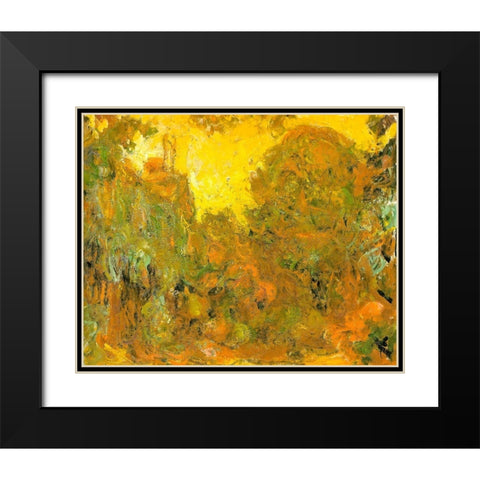 Artists house from rose garden 1922 Black Modern Wood Framed Art Print with Double Matting by Monet, Claude