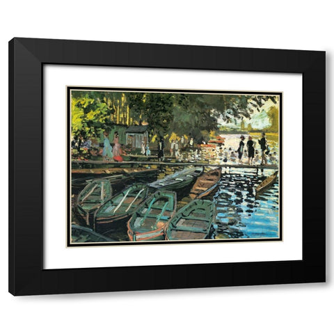 Bathers at the Grenouillere 1869 Black Modern Wood Framed Art Print with Double Matting by Monet, Claude