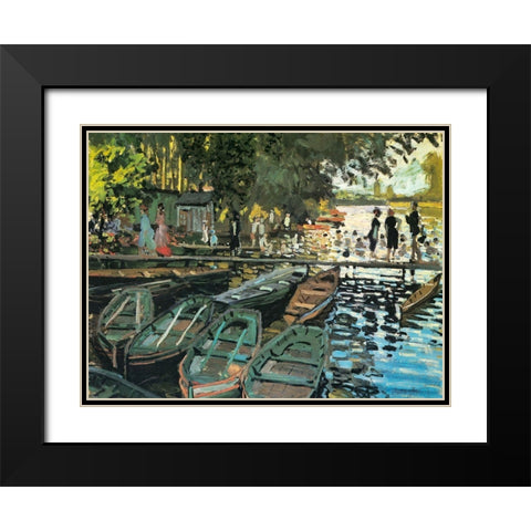 Bathers at the Grenouillere 1869 Black Modern Wood Framed Art Print with Double Matting by Monet, Claude