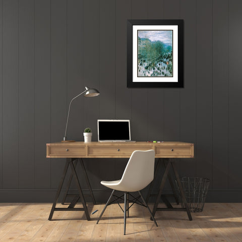 Boulevard des Capucines 1873 Black Modern Wood Framed Art Print with Double Matting by Monet, Claude