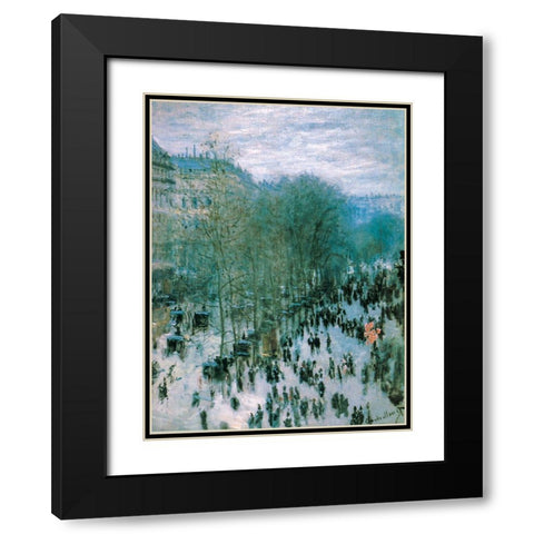 Boulevard des Capucines 1873 Black Modern Wood Framed Art Print with Double Matting by Monet, Claude