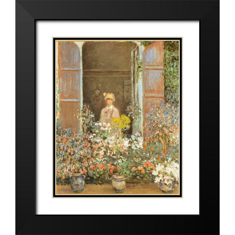 Camille at window-Argenteuil 1873 Black Modern Wood Framed Art Print with Double Matting by Monet, Claude