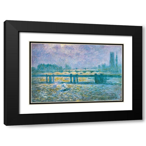 Charing Cross Bridge I 1902 Black Modern Wood Framed Art Print with Double Matting by Monet, Claude