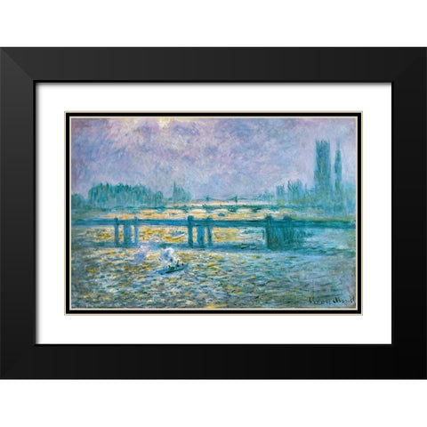 Charing Cross Bridge I 1902 Black Modern Wood Framed Art Print with Double Matting by Monet, Claude