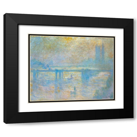Charing Cross Bridge II 1902 Black Modern Wood Framed Art Print with Double Matting by Monet, Claude