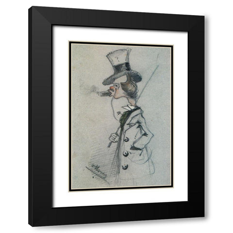 Dandy with a cigar 1857 Black Modern Wood Framed Art Print with Double Matting by Monet, Claude