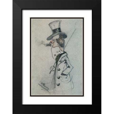 Dandy with a cigar 1857 Black Modern Wood Framed Art Print with Double Matting by Monet, Claude
