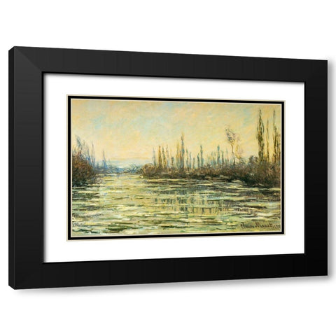 Floating ice on the Seine 1880 Black Modern Wood Framed Art Print with Double Matting by Monet, Claude