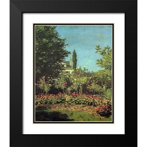Garden in flower 1867 Black Modern Wood Framed Art Print with Double Matting by Monet, Claude