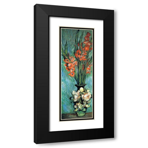 Gladioli 1882 Black Modern Wood Framed Art Print with Double Matting by Monet, Claude