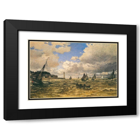 Mouth of the Seine at Honfleur 1865 Black Modern Wood Framed Art Print with Double Matting by Monet, Claude