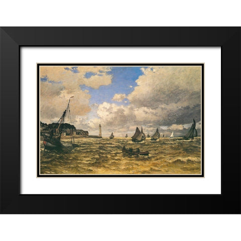 Mouth of the Seine at Honfleur 1865 Black Modern Wood Framed Art Print with Double Matting by Monet, Claude