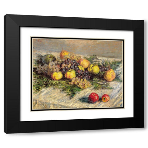 Pears and Grapes 1880 Black Modern Wood Framed Art Print with Double Matting by Monet, Claude
