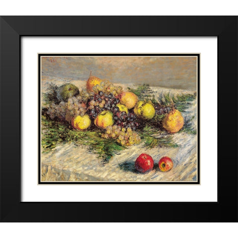 Pears and Grapes 1880 Black Modern Wood Framed Art Print with Double Matting by Monet, Claude