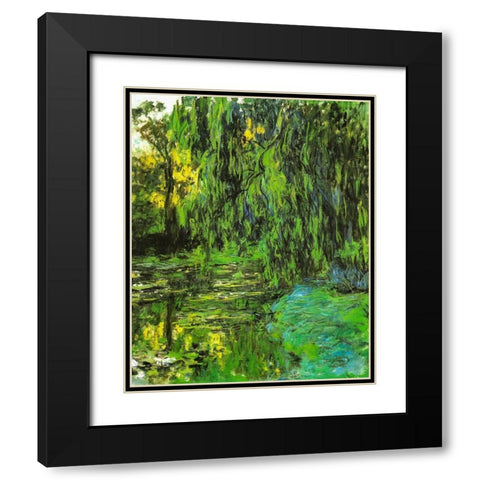 Pond with Willow Tree 1918 Black Modern Wood Framed Art Print with Double Matting by Monet, Claude