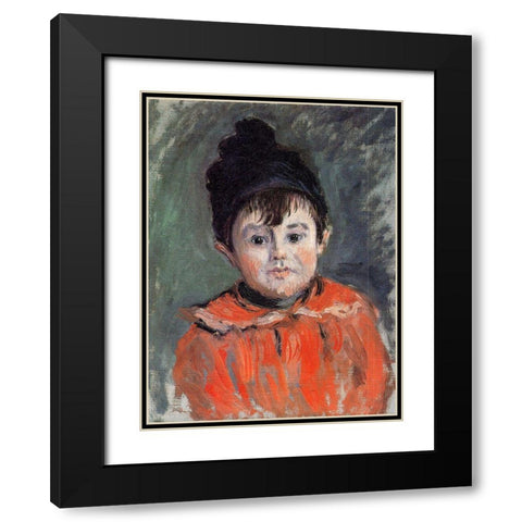 Portrait of Michel in pom-pom hat 1880 Black Modern Wood Framed Art Print with Double Matting by Monet, Claude