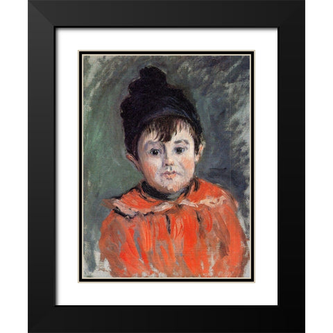 Portrait of Michel in pom-pom hat 1880 Black Modern Wood Framed Art Print with Double Matting by Monet, Claude