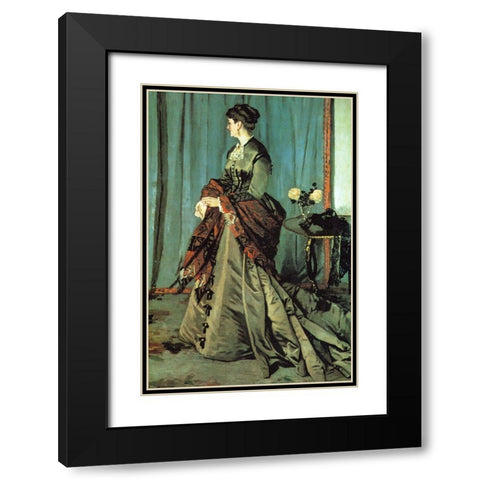 Portrait of Mme Gaudibert 1868 Black Modern Wood Framed Art Print with Double Matting by Monet, Claude