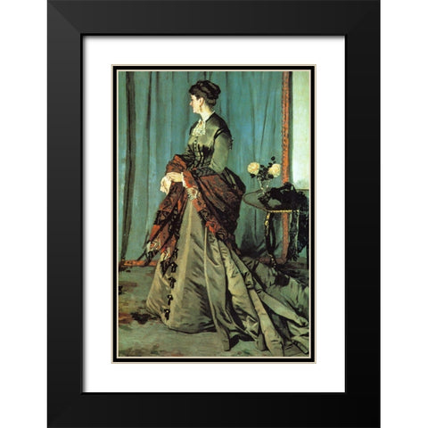 Portrait of Mme Gaudibert 1868 Black Modern Wood Framed Art Print with Double Matting by Monet, Claude