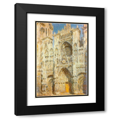 Rouen Cathedral-sunlight 1894 Black Modern Wood Framed Art Print with Double Matting by Monet, Claude