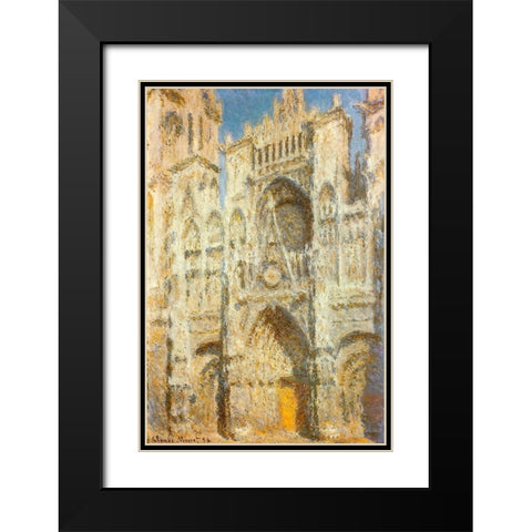 Rouen Cathedral-sunlight 1894 Black Modern Wood Framed Art Print with Double Matting by Monet, Claude