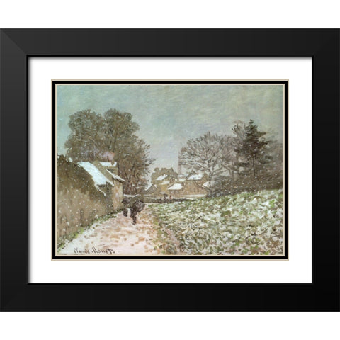 Snow at Argenteuil 1875 Black Modern Wood Framed Art Print with Double Matting by Monet, Claude