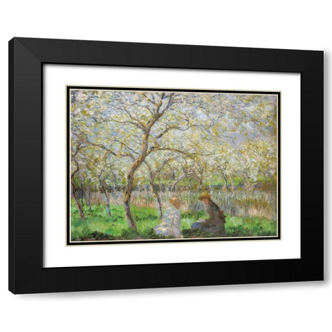 Spring 1886 Black Modern Wood Framed Art Print with Double Matting by Monet, Claude
