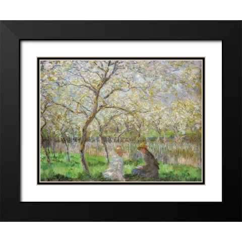Spring 1886 Black Modern Wood Framed Art Print with Double Matting by Monet, Claude