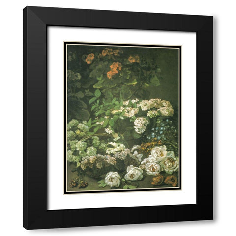 Spring Flowers 1864 Black Modern Wood Framed Art Print with Double Matting by Monet, Claude