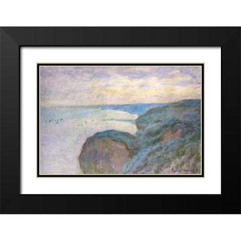 Steep cliffs 1897 Black Modern Wood Framed Art Print with Double Matting by Monet, Claude