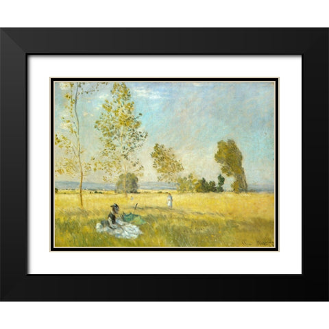 Summer-The Meadow 1874 Black Modern Wood Framed Art Print with Double Matting by Monet, Claude