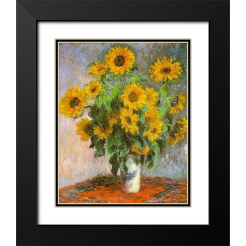 Sunflowers 1881 Black Modern Wood Framed Art Print with Double Matting by Monet, Claude