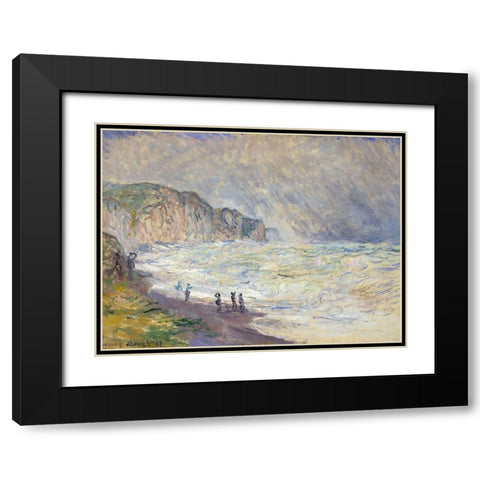 Heavy Sea at Pourville 1897 Black Modern Wood Framed Art Print with Double Matting by Monet, Claude