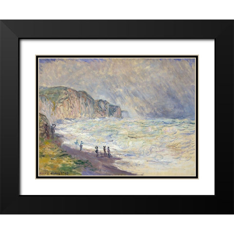 Heavy Sea at Pourville 1897 Black Modern Wood Framed Art Print with Double Matting by Monet, Claude
