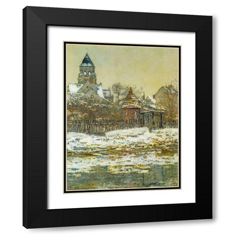 The Church at Vetheuil 1879 Black Modern Wood Framed Art Print with Double Matting by Monet, Claude