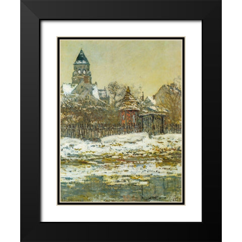 The Church at Vetheuil 1879 Black Modern Wood Framed Art Print with Double Matting by Monet, Claude