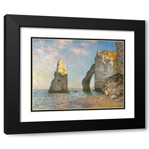 The Cliffs at Etretat 1885 Black Modern Wood Framed Art Print with Double Matting by Monet, Claude