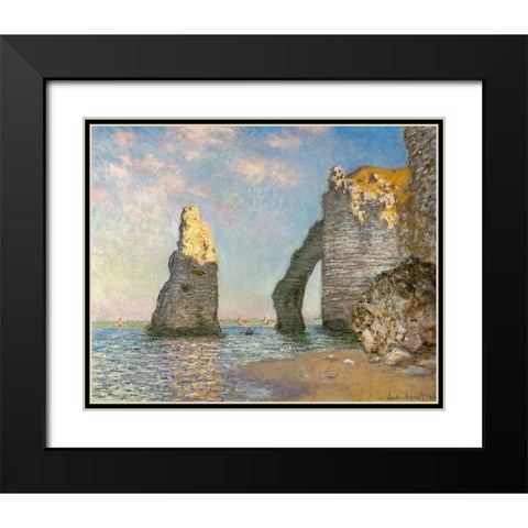 The Cliffs at Etretat 1885 Black Modern Wood Framed Art Print with Double Matting by Monet, Claude
