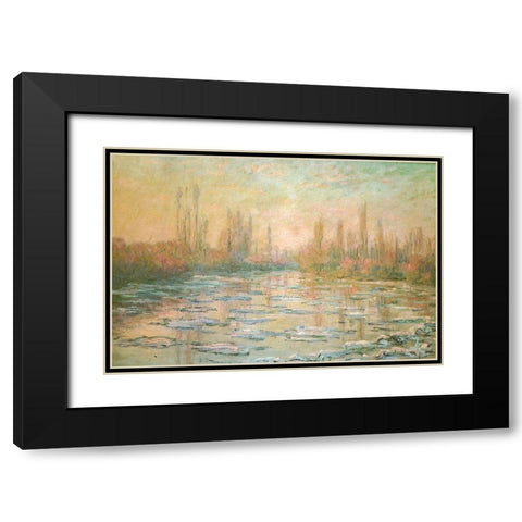 The Ice-floes 1893 Black Modern Wood Framed Art Print with Double Matting by Monet, Claude